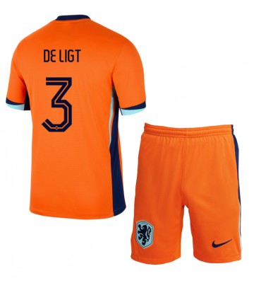Nederländerna Matthijs de Ligt #3 Hemmakläder Barn EM 2024 Kortärmad (+ Korta byxor)